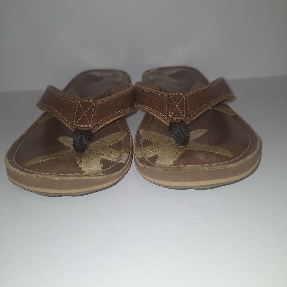 Clarks Womens Brown Leather Starfish Flip Flop Sandals Casual Beach Thong Shoes